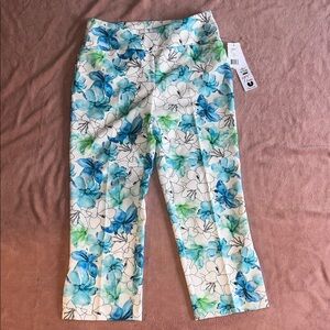 Floral Women's Capris - Blue and Green